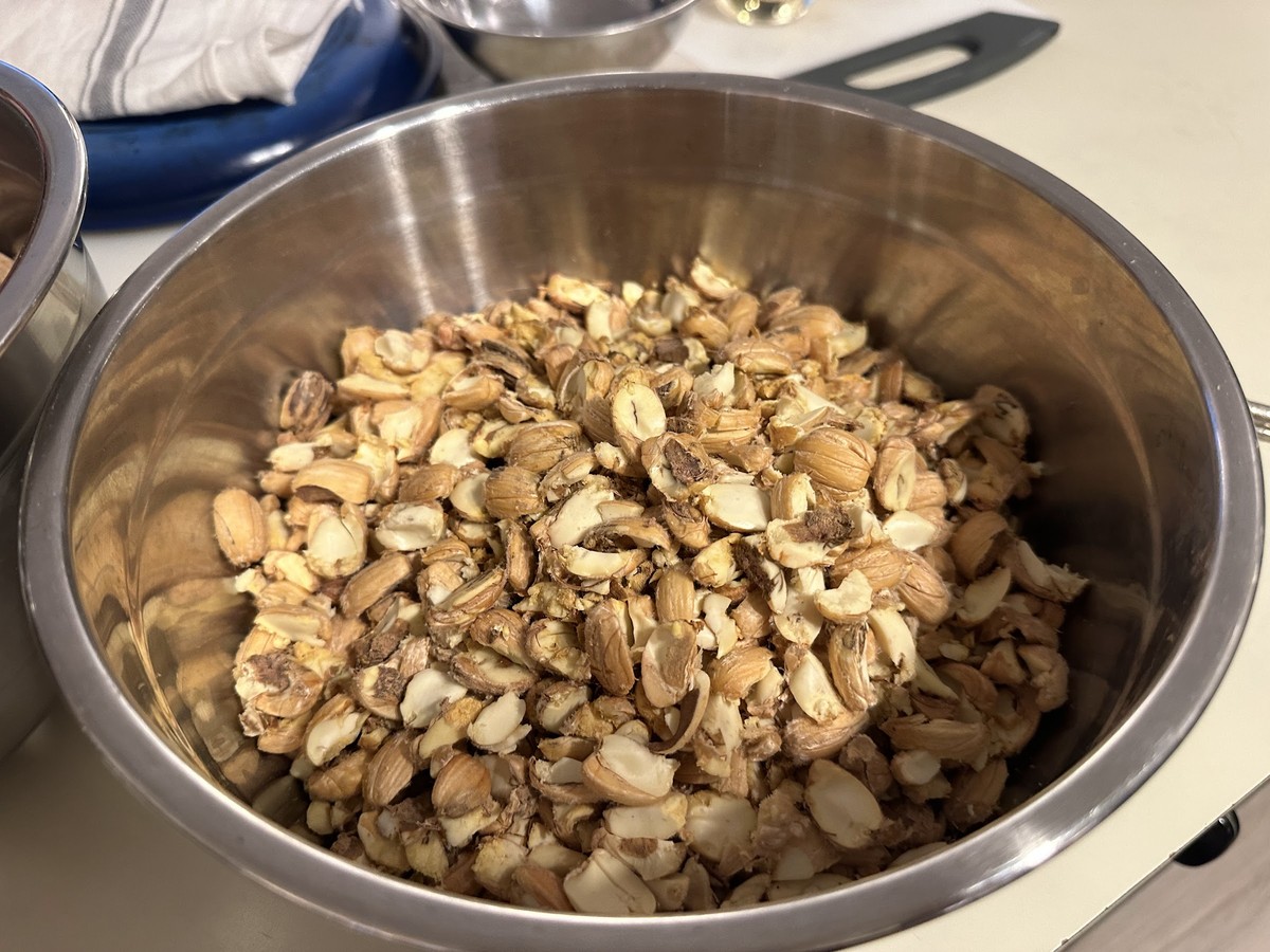 A large bowl of shelled acorn nutmeats